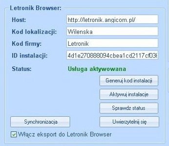ustawienia do letronik Browser